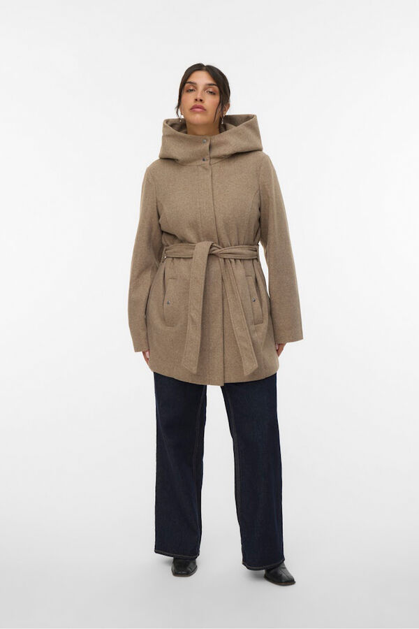 Vero Moda Curve Sobretudo de tecido com capuz Curve Castanho