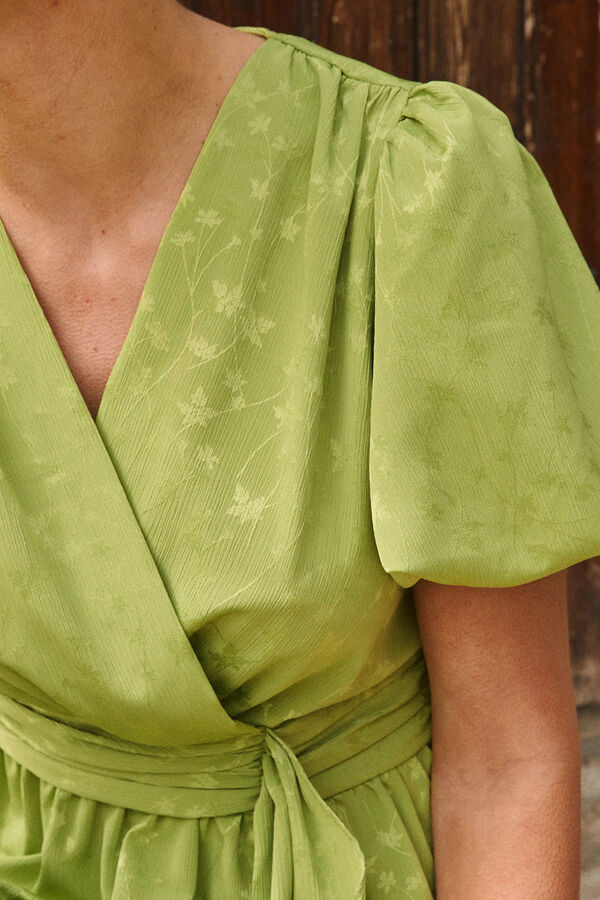 Cortefiel Vestido con lazo pistacho Verde