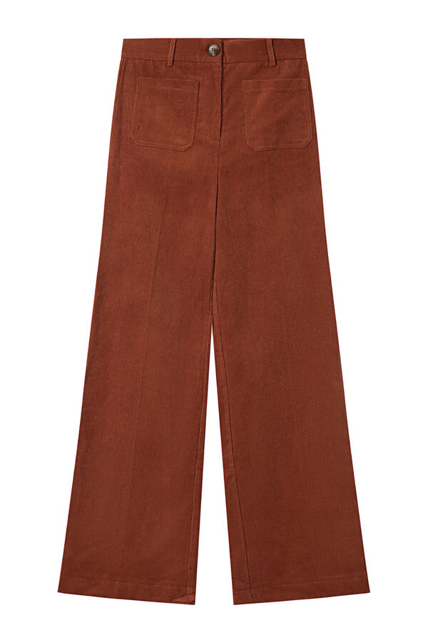 Cortefiel Pantalón de pana con bolsillos delanteros parche. Naranja