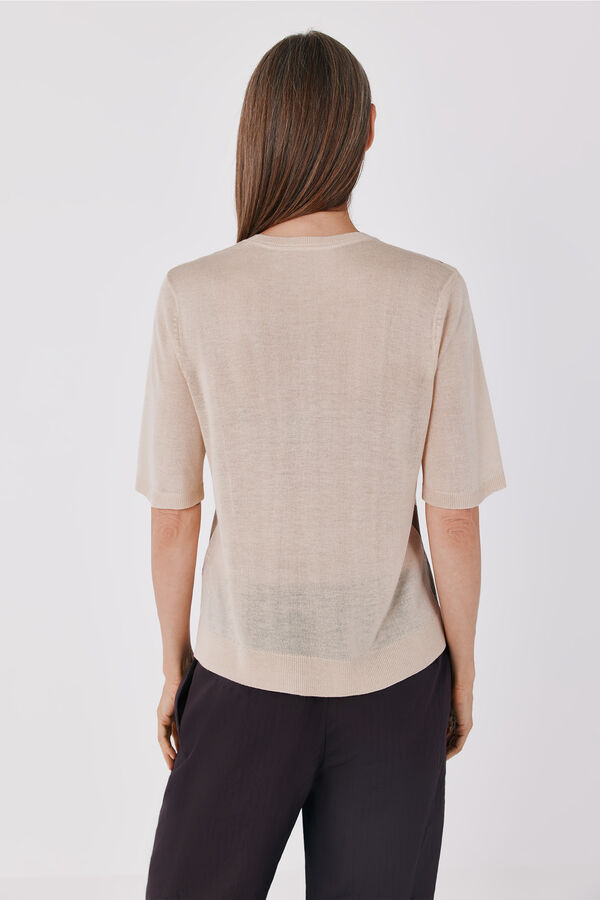 Cortefiel Diamond knit jumper Ivory
