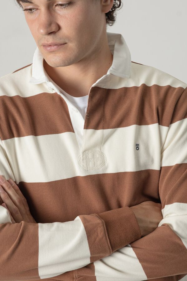 PuroEGO Striped rugby polo shirt Dark brown