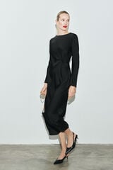 Cortefiel Satin knot dress Black