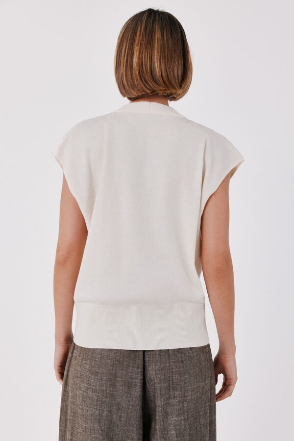 Cortefiel Draped knit top Ivory