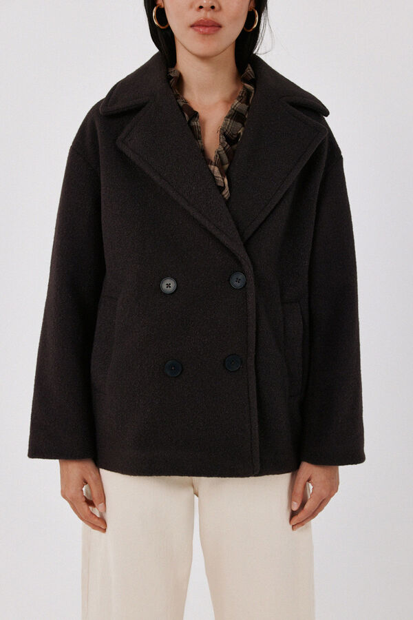 Cortefiel Double-breasted short coat Dark brown