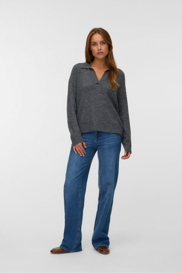 Vero Moda Polo de malha de manga comprida Cinzento