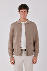 Cortefiel Cotton knit overshirt jumper Brown