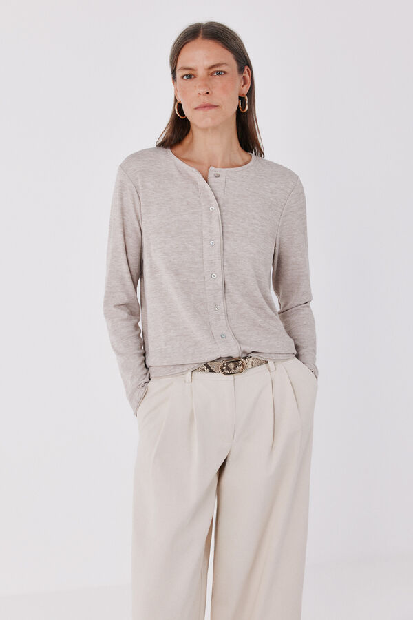 Cortefiel Piping tulle cardigan Nude