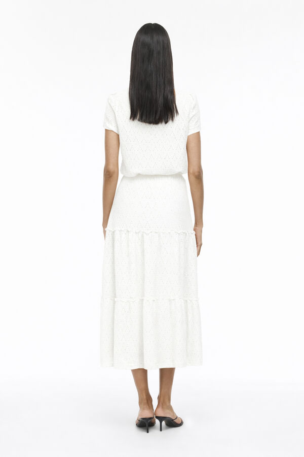 Vila Falda midi con calados de algod&oacute;n Blanco