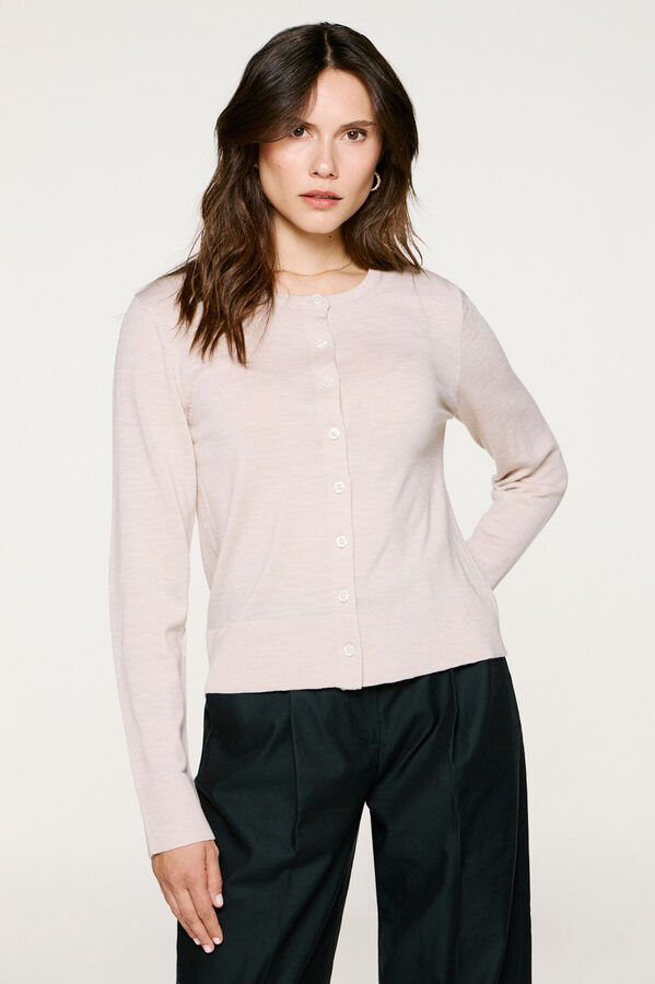Selected Cárdigan 100% lana merino. Gris