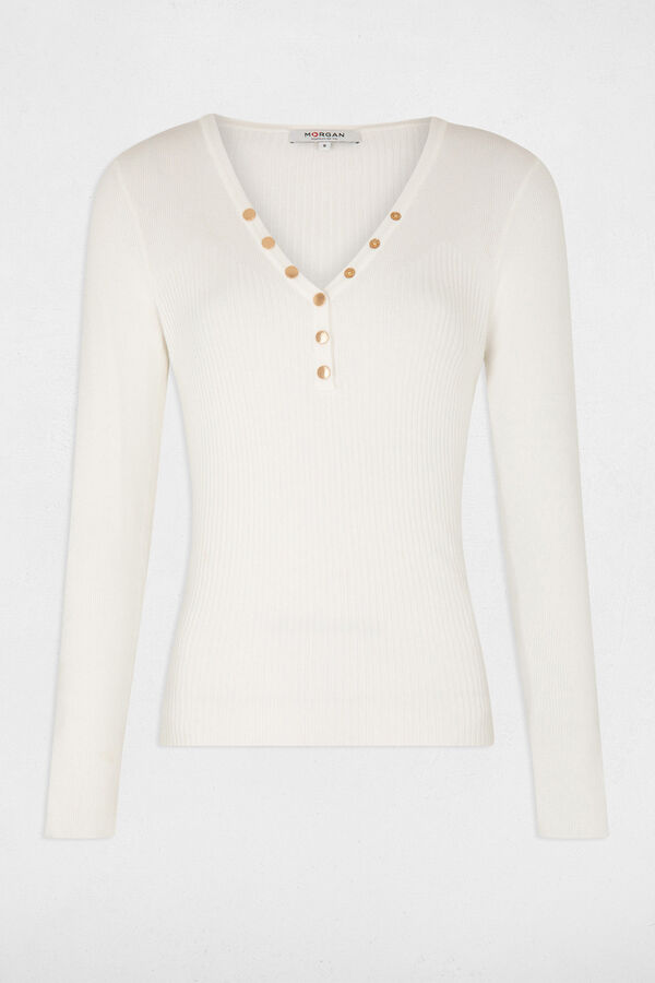 Cortefiel Long-sleeved jumper with buttons White