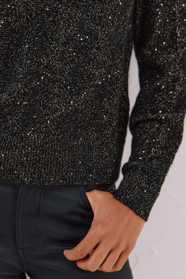 Cortefiel Malha com lantejoulas Preto