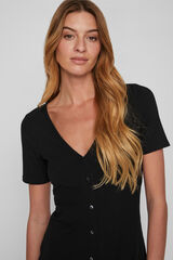 Vila Vestido midi canalé botones Negro
