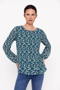 Cortefiel Printed pleated blouse Printed green