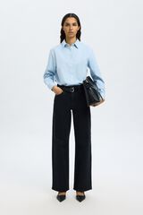 Selected Jeans wide leg em algod&atilde;o Preto