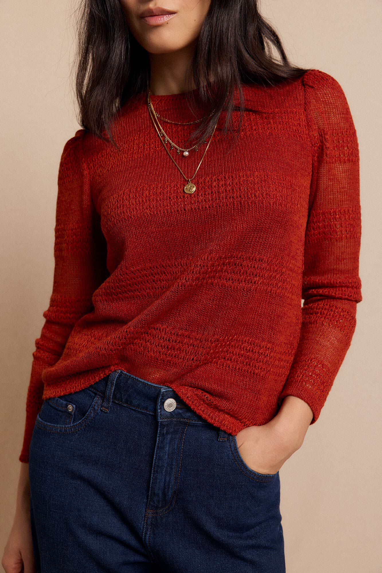 Slowlove Top manga larga estructura r&uacute;stica