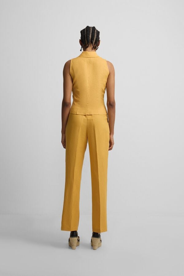 Silbon Pantalon recto lino Amarillo