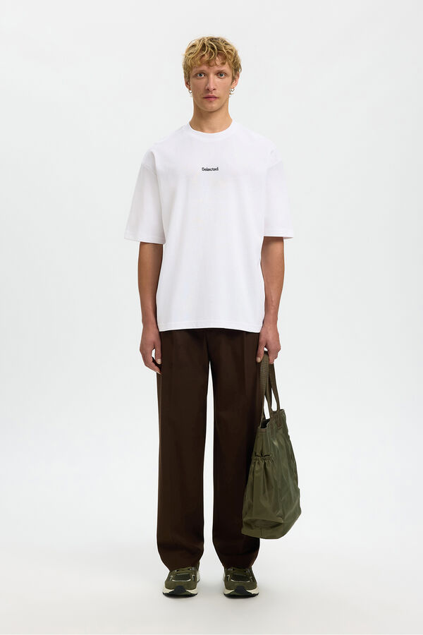 Selected Camiseta com logo de T-shirt de manga curta   Branco