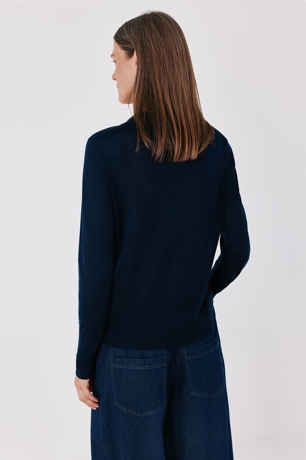 Cortefiel Fine knit polo shirt Navy