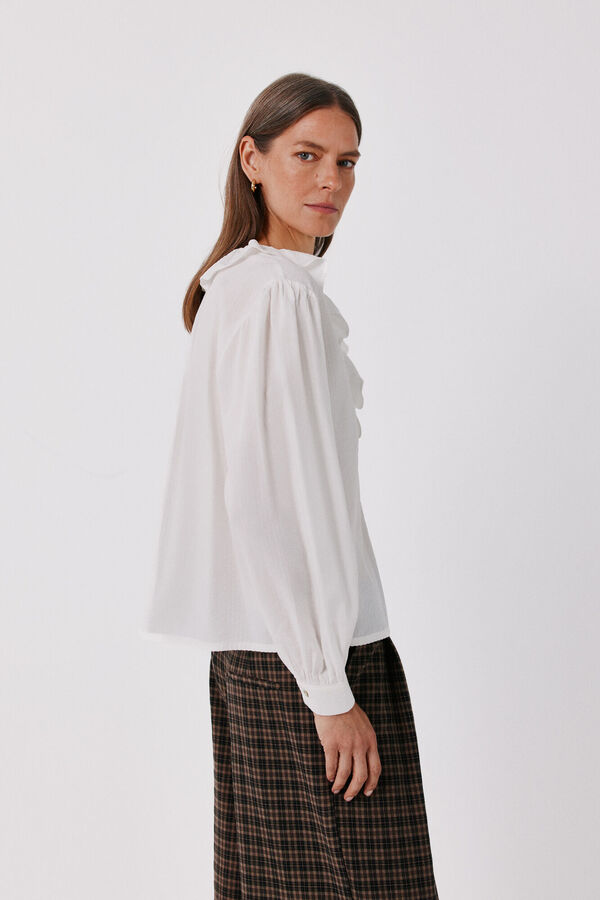 Cortefiel Ruffle blouse White