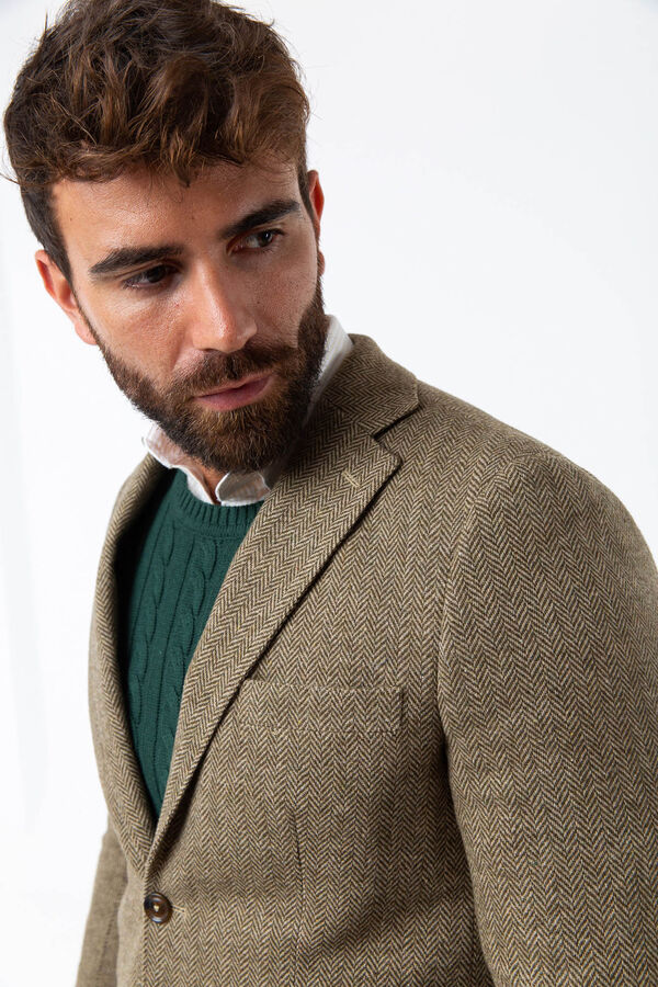 Williot Jaqueta de l&atilde; espiga Tostado