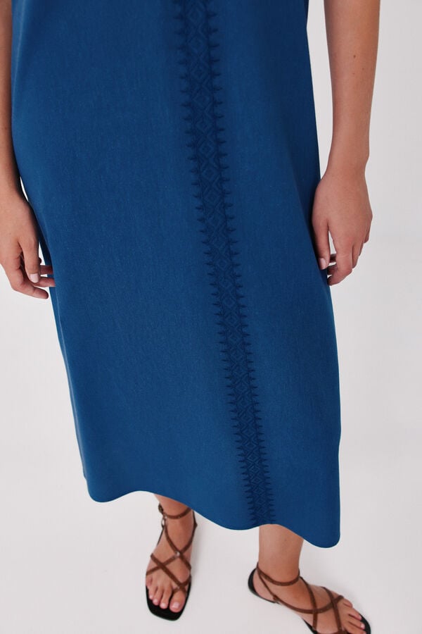 Cortefiel Embroidered dress Blue
