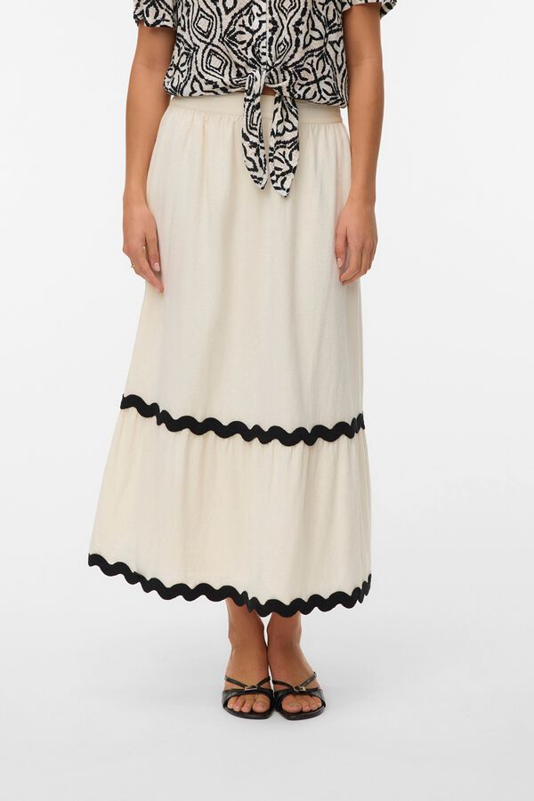 Vero Moda Saia comprida com detalhes bordados Tostado