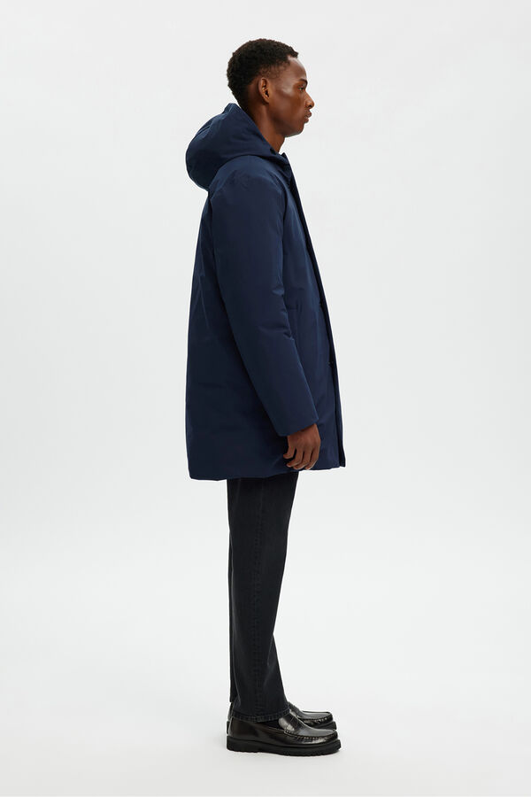 Selected Parka impermeável com capuz Azul