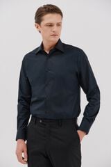 Cortefiel Plain tencel cotton dress shirt Black