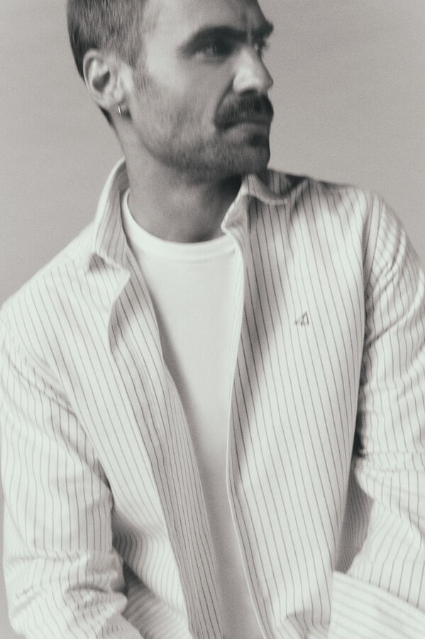 OOTO Long sleeve striped oxford shirt Green