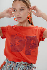 Cortefiel Vibrant Orange T-Shirt Orange