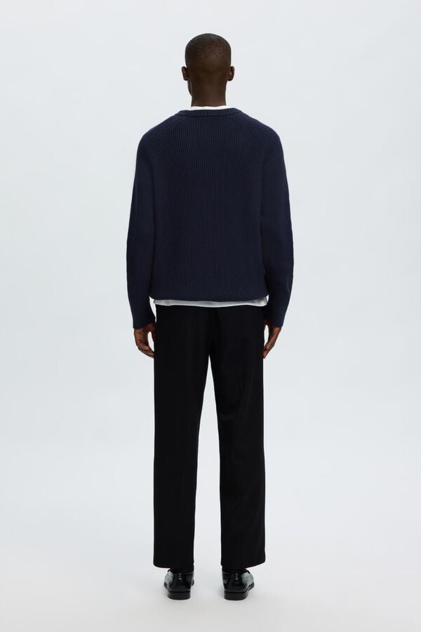 Selected Camisola canelada Relaxed Fit Azul