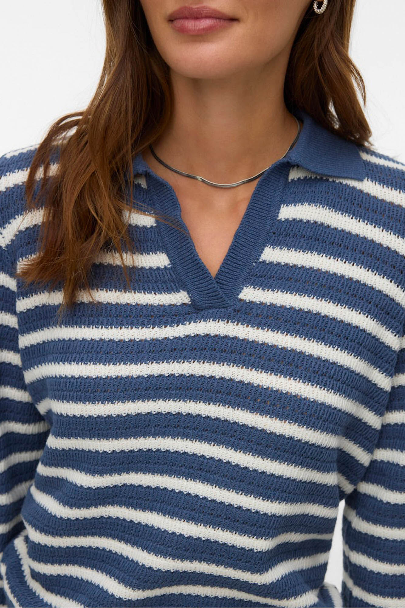 Vero Moda Polo manga comprida em malha calada