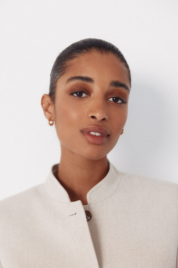 Cortefiel Jacket with mandarin collar Ivory