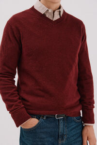 Cortefiel Lambswool round V wool sweater