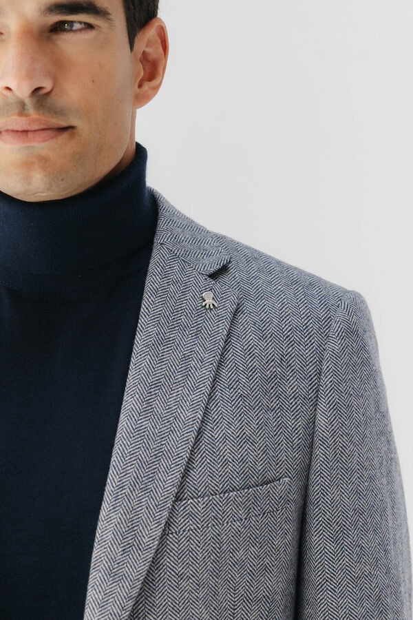 elPulpo Espiga espinha de peixe com lã Azul