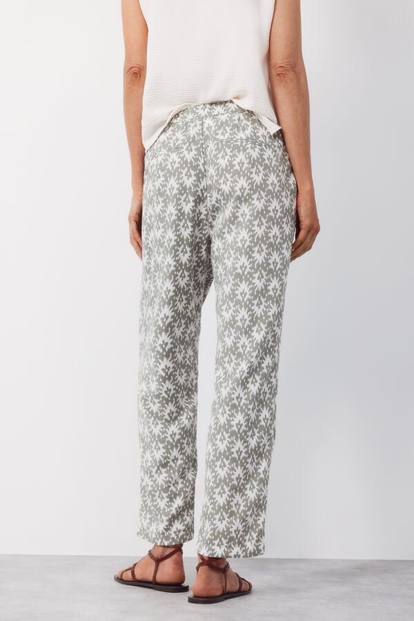 Cortefiel Flowing printed trousers Printed green