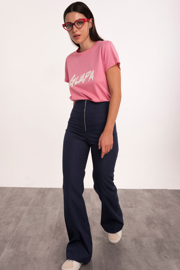 Cortefiel Short-sleeved 'Guapa' (Beautiful) T-shirt Pink