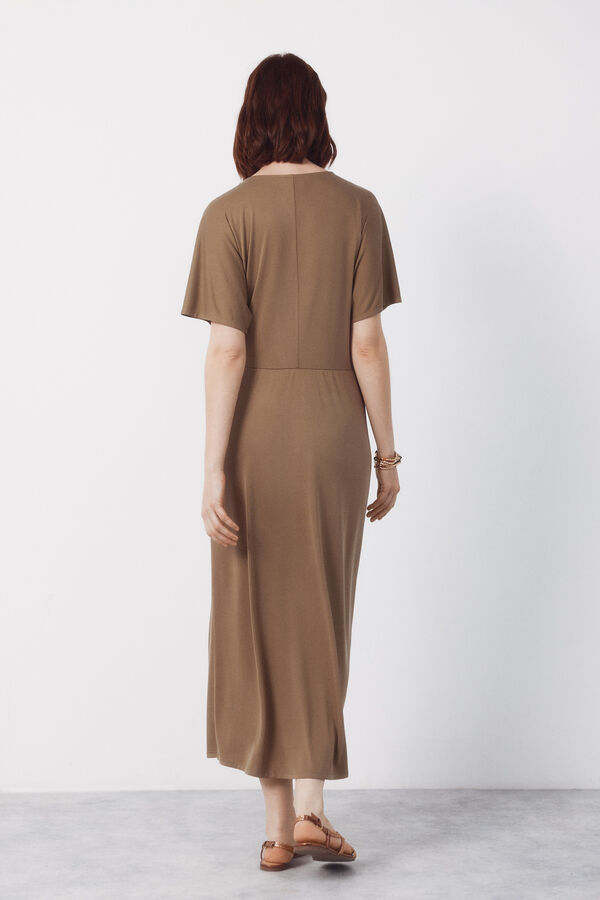 Cortefiel Vestido largo nudo Kaki