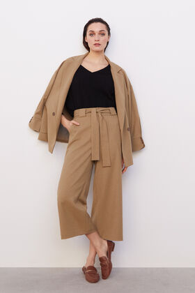Cortefiel Crop trousers with belt Pink