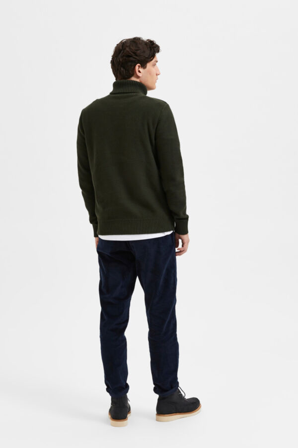 Selected Cotton polo neck jumper Green