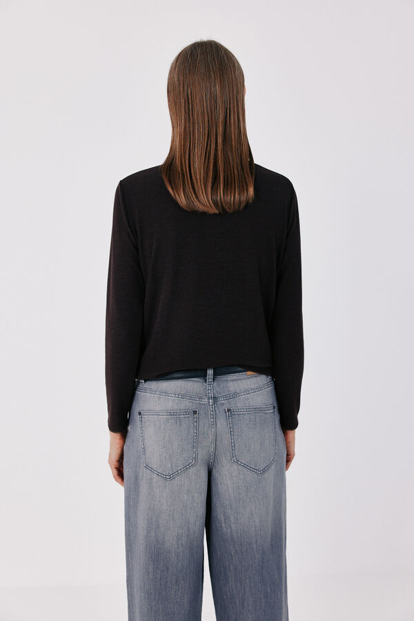 Cortefiel Piping tulle cardigan Dark brown