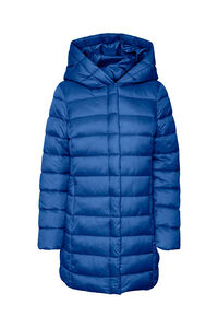 Cortefiel Long quilted coat with hood Blue