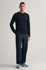 Gant Camisola de algodão com gola redonda Azul