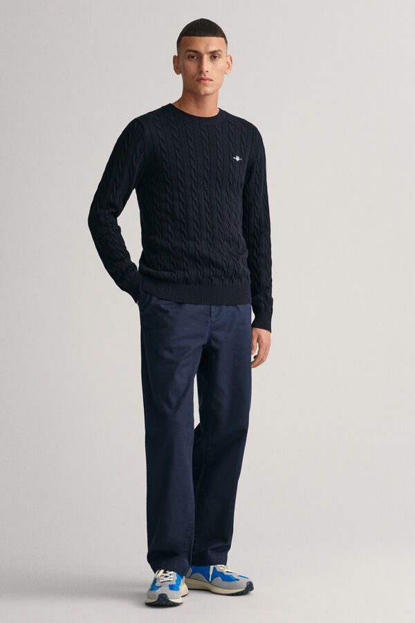 Gant Camisola de algodão com gola redonda Azul