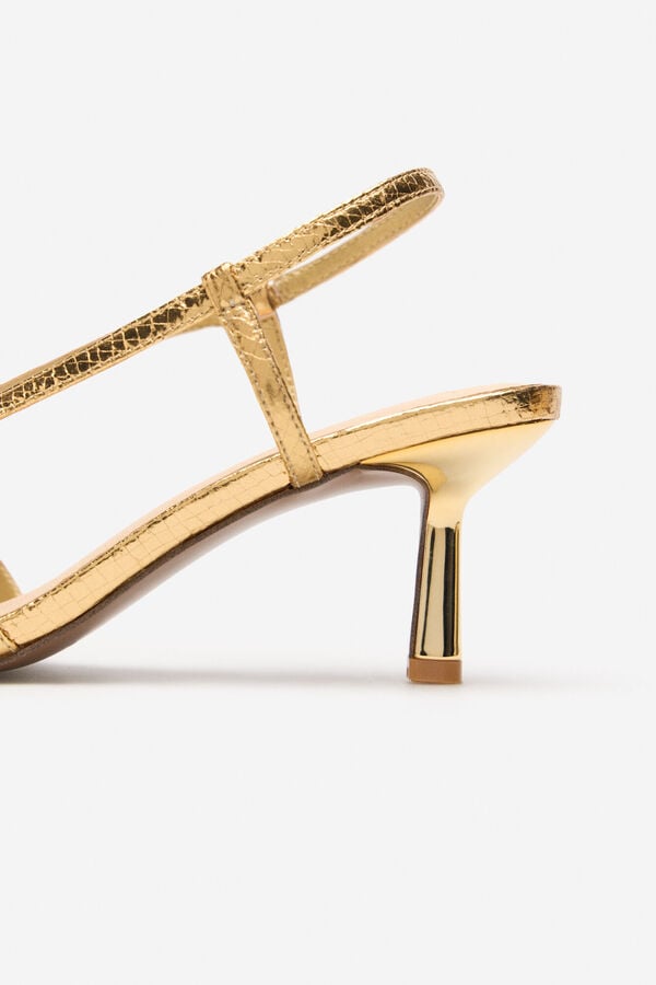 Cortefiel Snake-effect heeled sandal Yellow