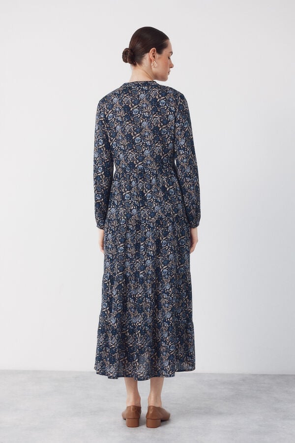 Cortefiel Fluid printed dress Printed blue