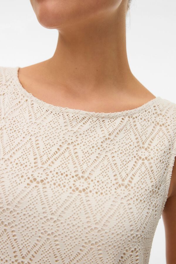Vero Moda Top de crochet sem mangas Tostado