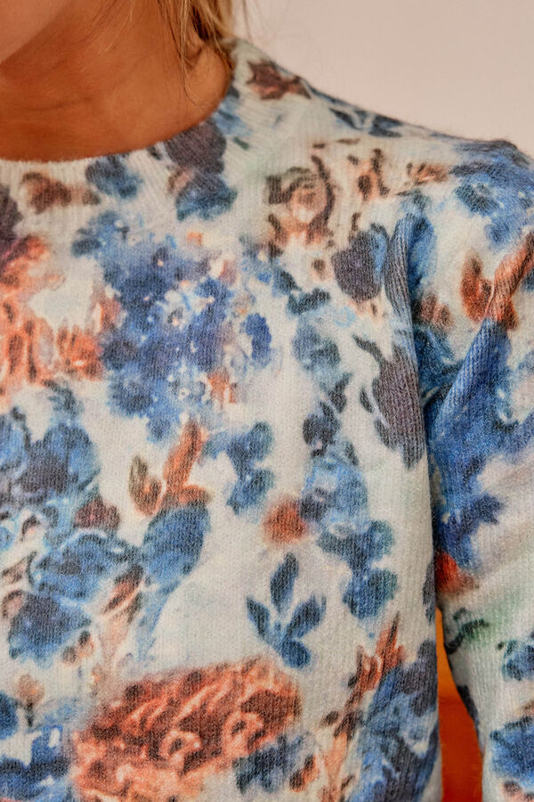 Cortefiel Jersey flores denim Azul