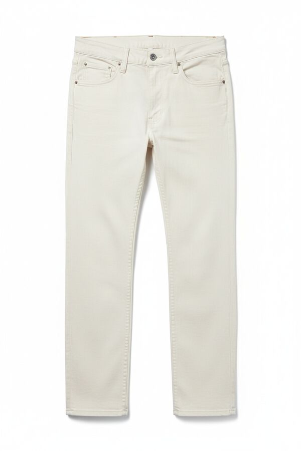 Cortefiel Pantal&oacute;n 5 bolsillos color regular fit Marfil