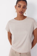 Cortefiel T-shirt com bainhas abertas Tostado